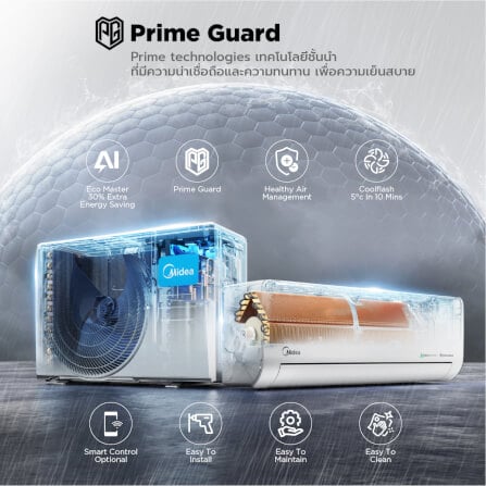 แอร์ผนัง Midea NUMEN SERIES 18000 บีทียู อินเวอร์เตอร์ (ไม่รวมติดตั้ง)_9